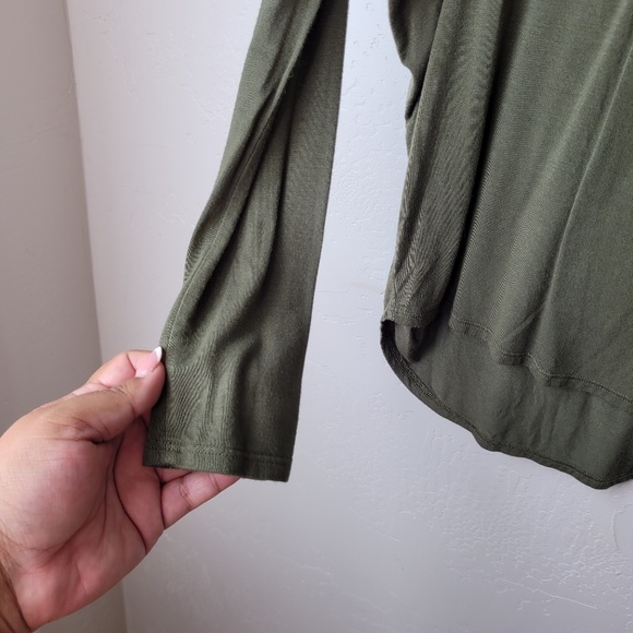 LAST CHANCE!Alya Olive Green Strappy Front Long sleeve Blouse - Picture 5 of 6